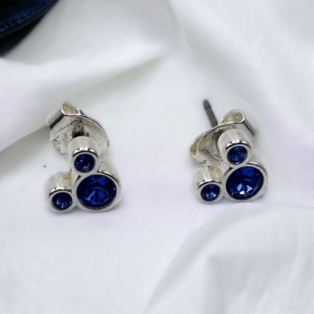 Disney Blue silver mouse ears earrings